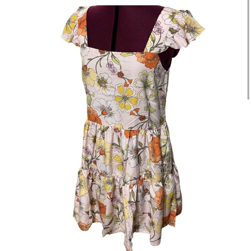 BOG COLLECTIVE Lottie & Holly Tiered Ruffle Cross Back Sleeveless Mini Dress NWT